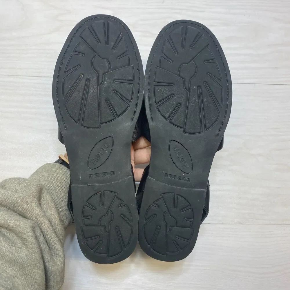 Born Leif Slingback Sandals Women's‎ Size 9.5 M Black Leather Comfort Casual